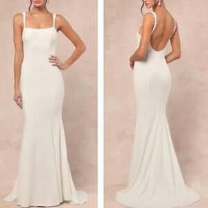 Lulus Safine White Backless Mermaid Maxi Wedding Dress Size Medium New with Tags